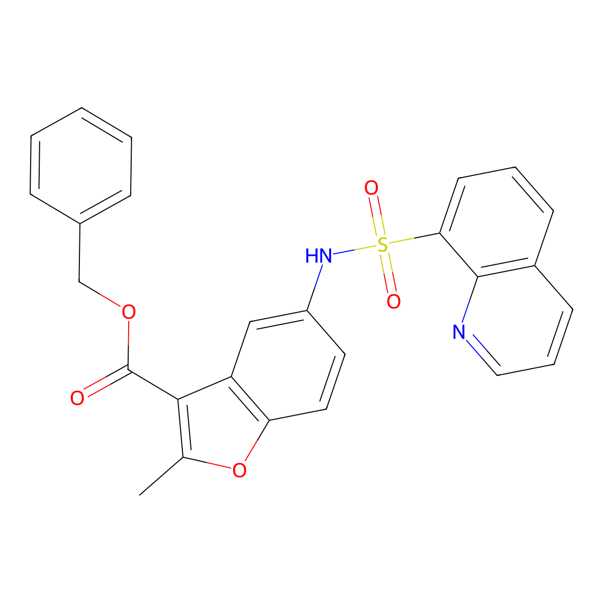 Benzyl 2-methyl-5-(quinoline-8-sulfonamido)benzofuran-3-carboxylate molecular structure, CAS 794552-67-3