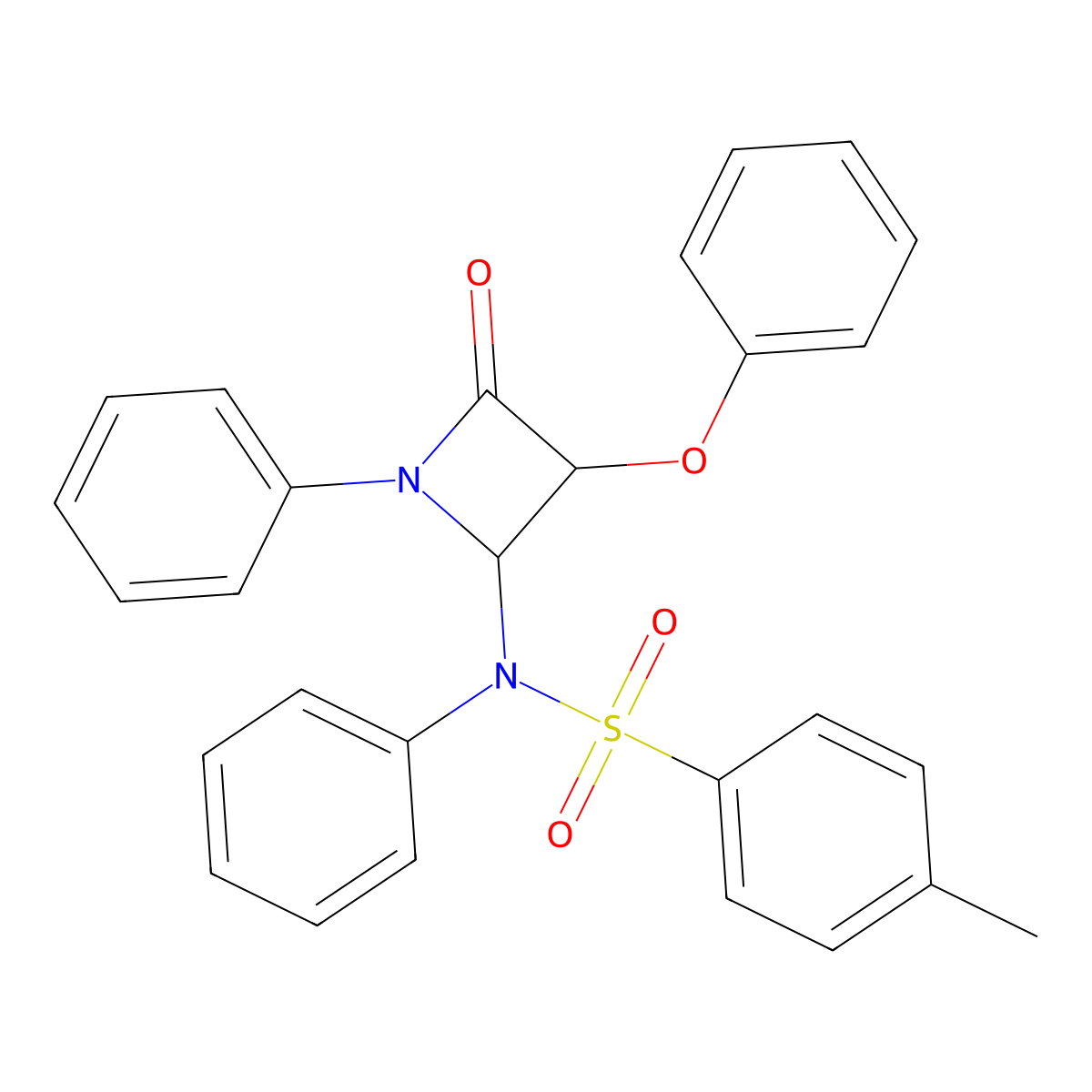 4-methyl-N-(4-oxo-3-phenoxy-1-phenyl-2-azetidinyl)-N-phenylbenzenesulfonamide molecular structure, CAS 794553-01-8