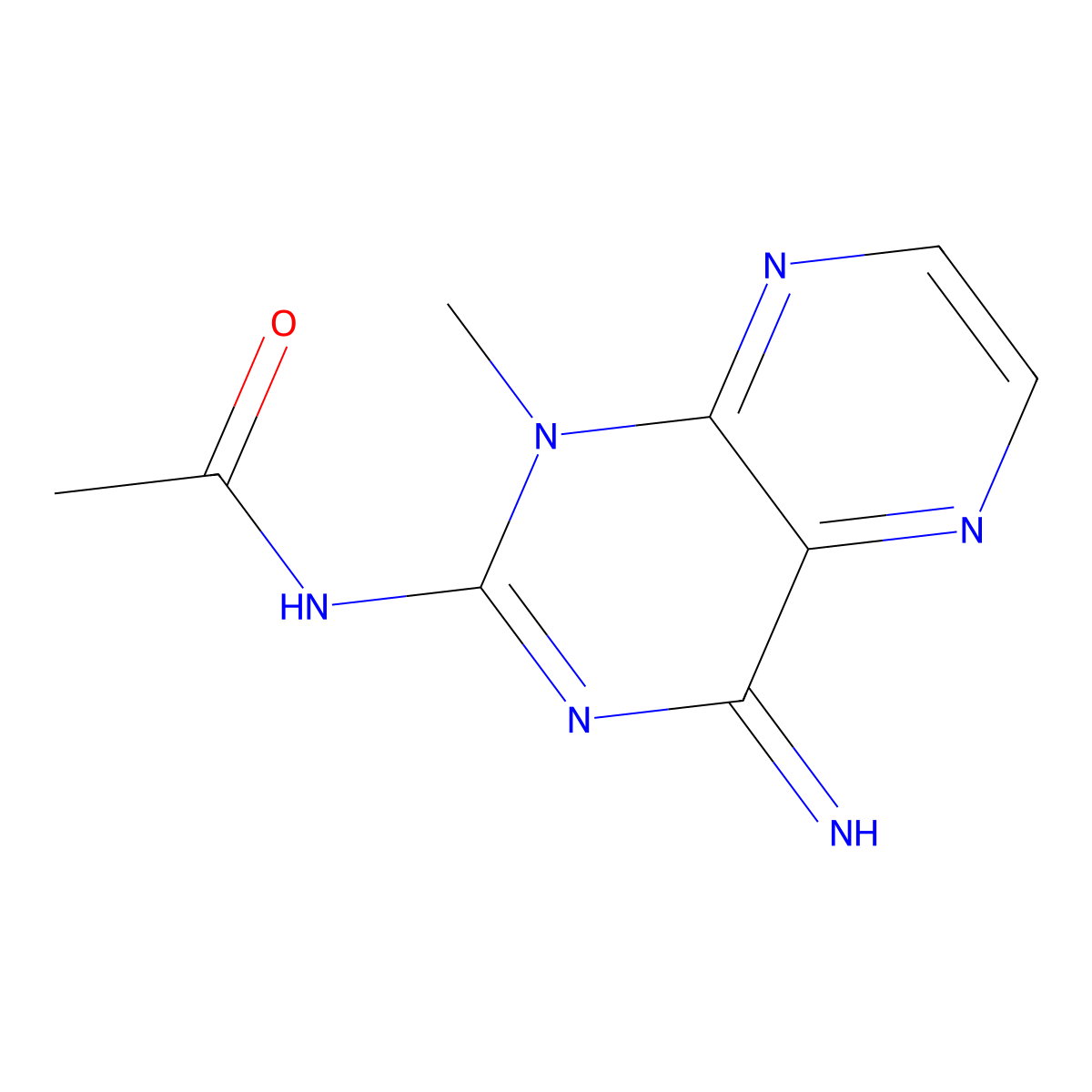 N-(4-imino-1-methyl-1,4-dihydro-2-pteridinyl)acetamide molecular structure, CAS 794553-05-2