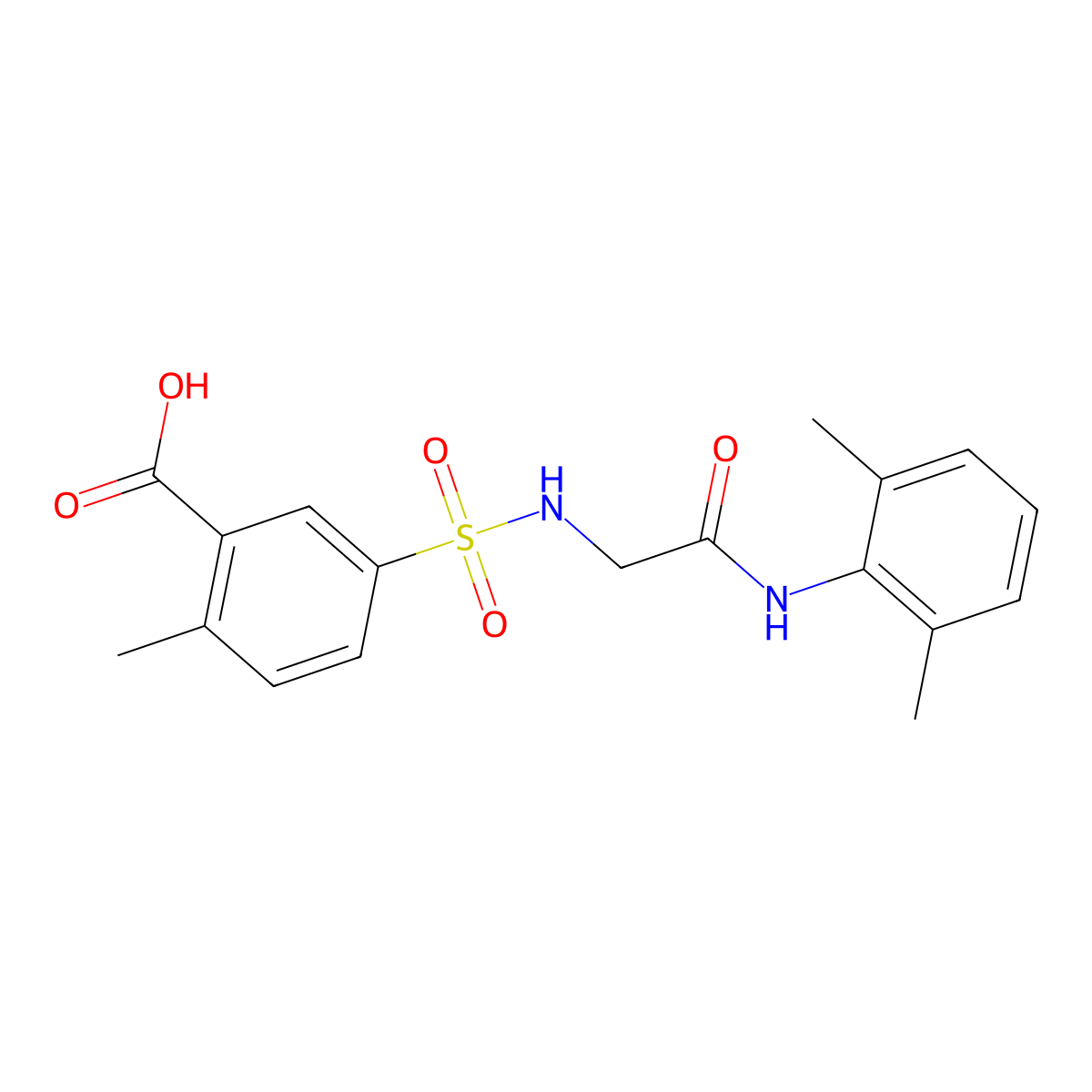 5-({[(2,6-Dimethylphenyl)carbamoyl]methyl}sulfamoyl)-2-methylbenzoic acid molecular structure, CAS 794553-84-7