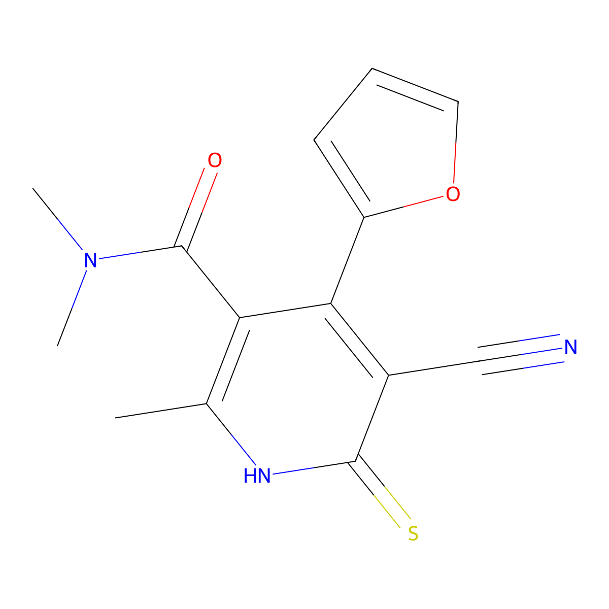 5-cyano-4-(furan-2-yl)-N,N,2-trimethyl-6-sulfanylpyridine-3-carboxamide molecular structure, CAS 794554-78-2