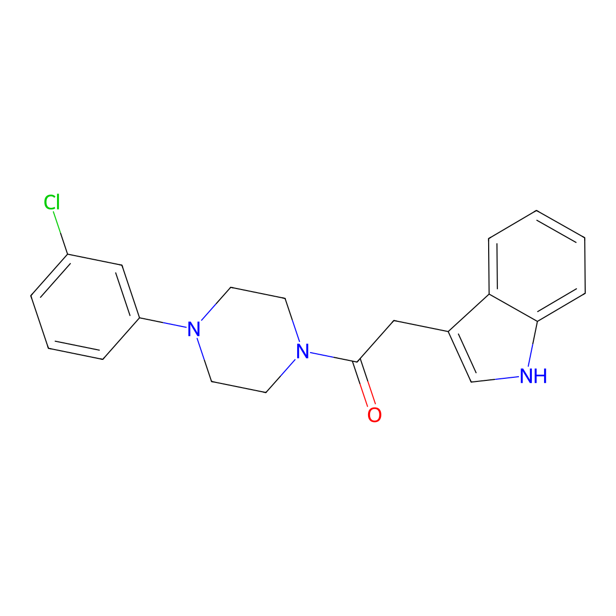 1-[4-(3-chlorophenyl)piperazin-1-yl]-2-(1H-indol-3-yl)ethanone molecular structure, CAS 794555-94-5