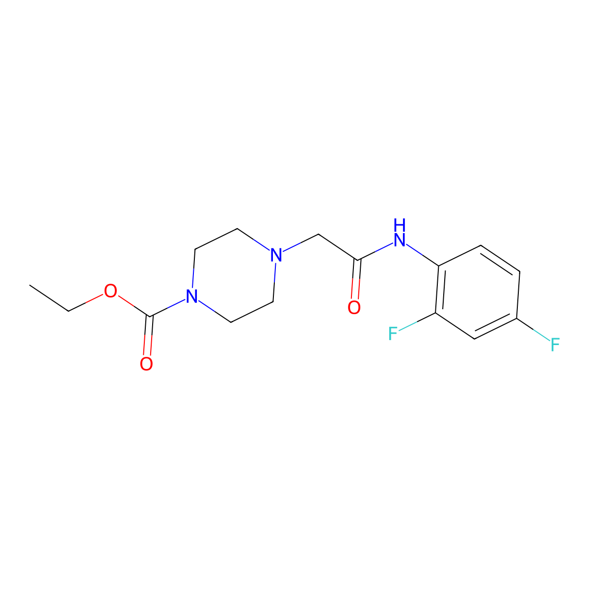 Ethyl 4-((N-(2,4-difluorophenyl)carbamoyl)methyl)piperazinecarboxylate molecular structure, CAS 794556-68-6