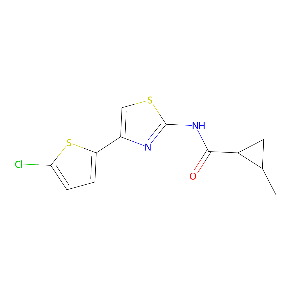 N-[4-(5-chlorothiophen-2-yl)-1,3-thiazol-2-yl]-2-methylcyclopropane-1-carboxamide molecular structure, CAS 794558-91-1