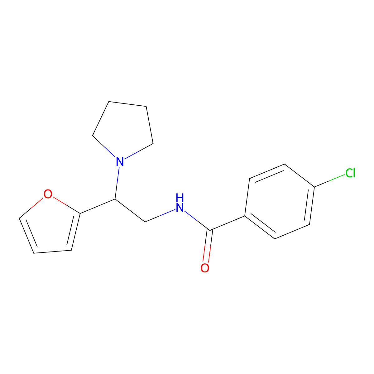 4-chloro-N-[2-(furan-2-yl)-2-(pyrrolidin-1-yl)ethyl]benzamide molecular structure, CAS 794559-00-5