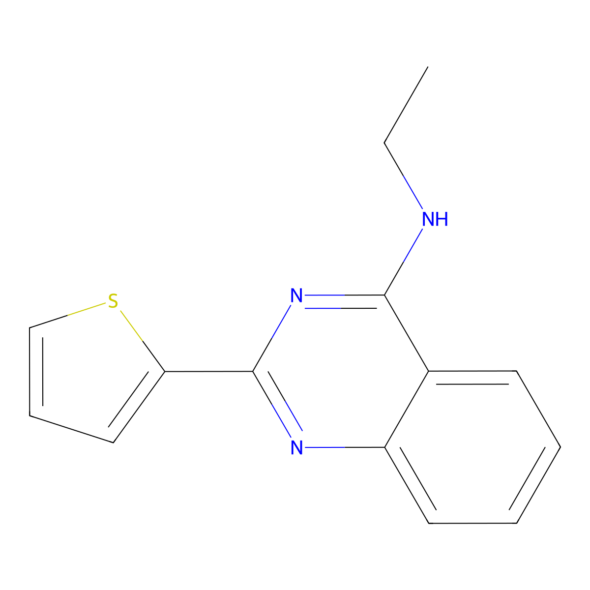 N-ethyl-2-(thiophen-2-yl)quinazolin-4-amine molecular structure, CAS 794562-74-6