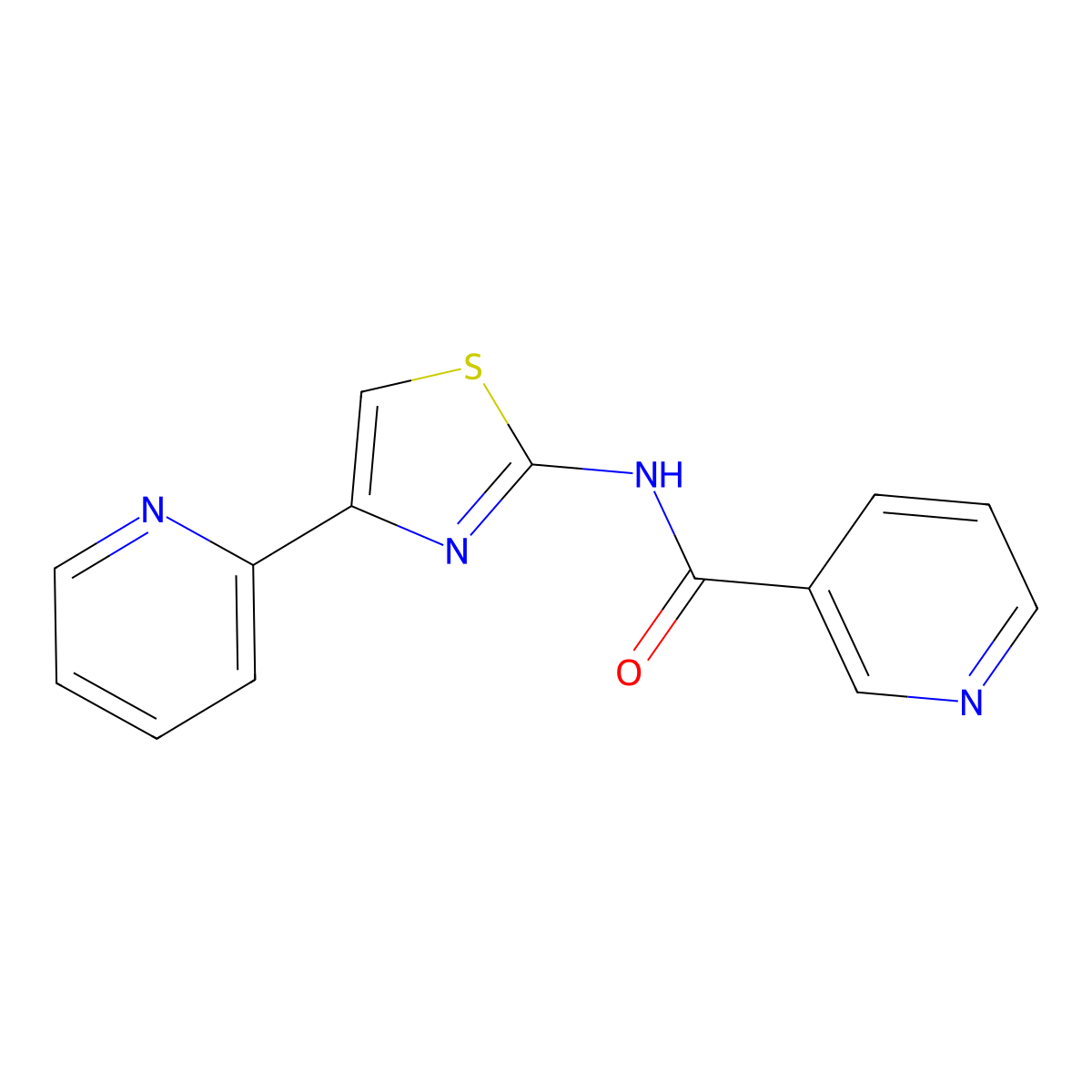 3-Pyridinecarboxamide, N-[4-(2-pyridinyl)-2-thiazolyl]- molecular structure, CAS 794563-45-4