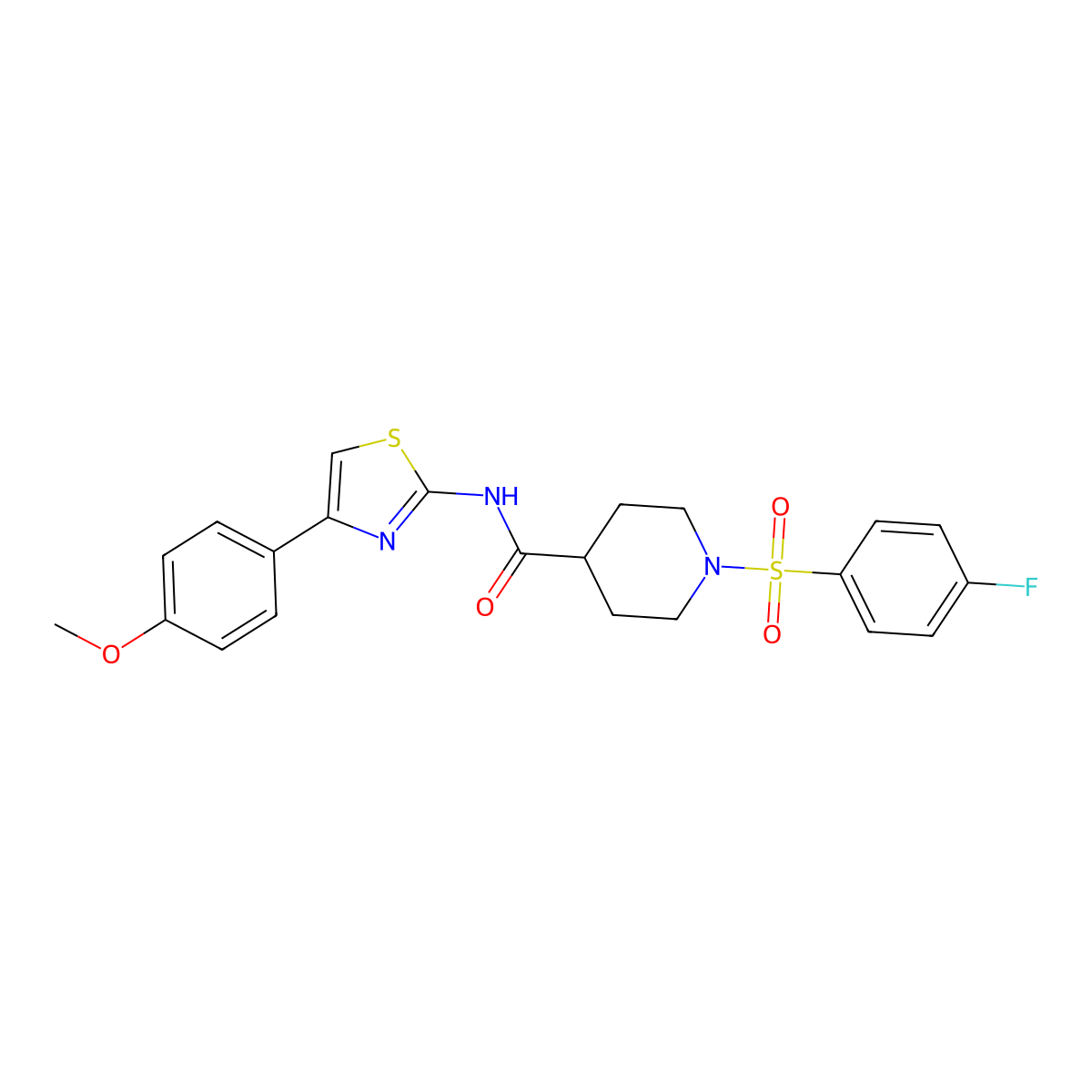 1-(4-fluorobenzenesulfonyl)-N-[4-(4-methoxyphenyl)-1,3-thiazol-2-yl]piperidine-4-carboxamide molecular structure, CAS 794563-77-2