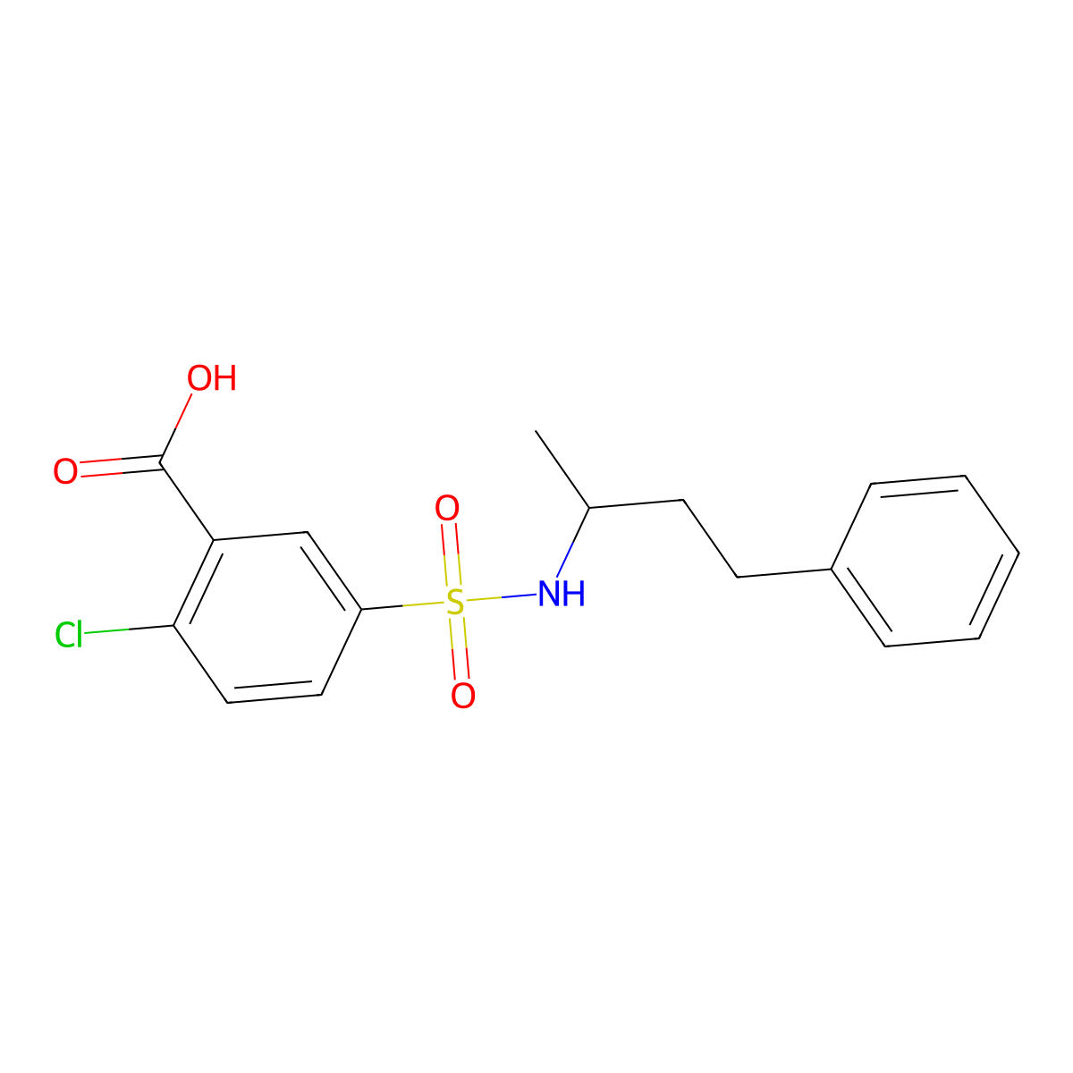 2-Chloro-5-[(4-phenylbutan-2-yl)sulfamoyl]benzoic acid molecular structure, CAS 794570-17-5