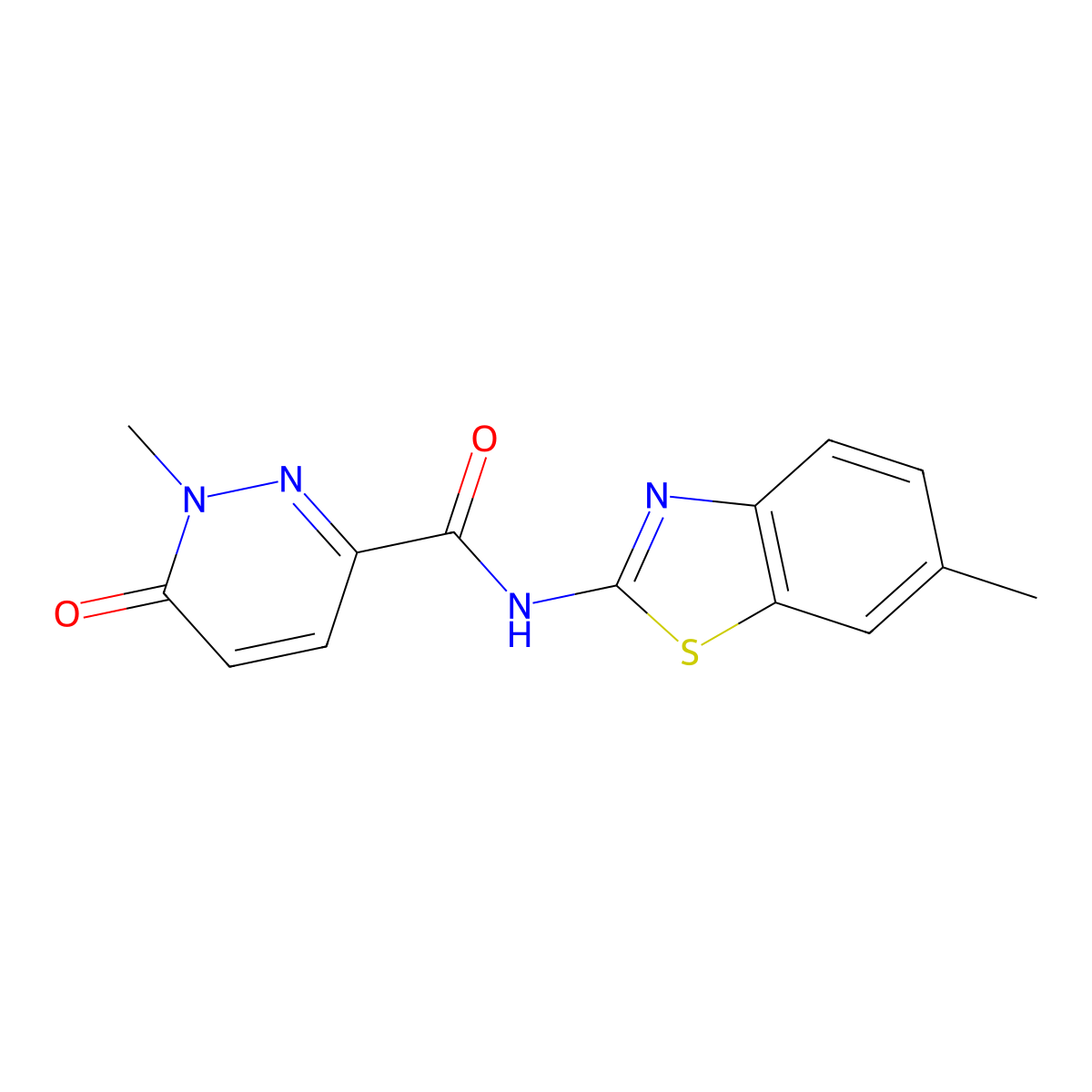 1-methyl-N-(6-methyl-1,3-benzothiazol-2-yl)-6-oxopyridazine-3-carboxamide molecular structure, CAS 794570-96-0