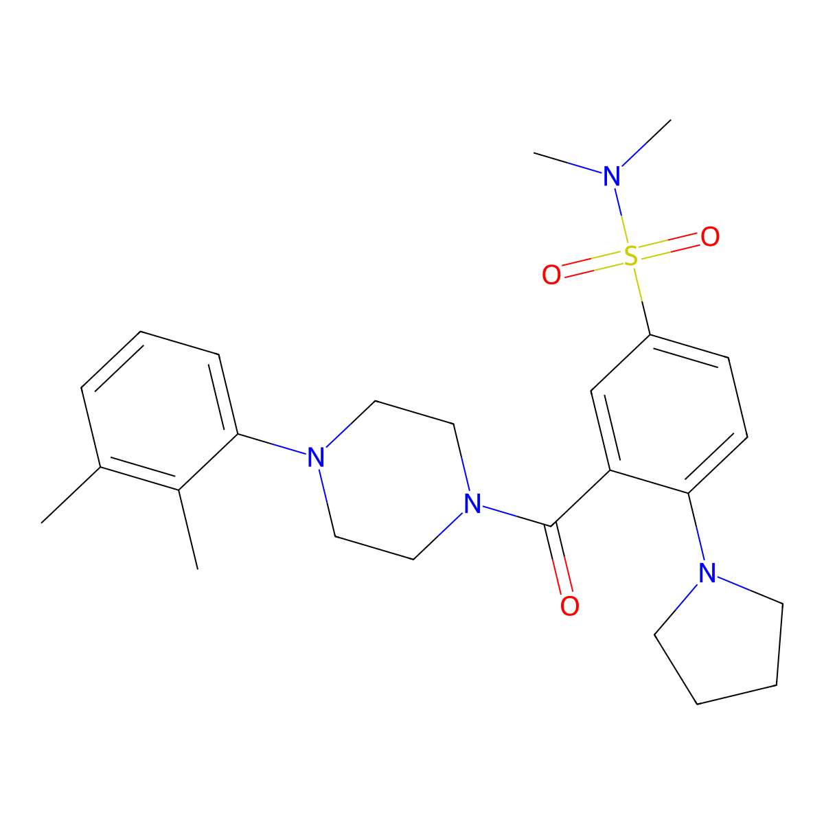 3-[4-(2,3-dimethylphenyl)piperazine-1-carbonyl]-N,N-dimethyl-4-(pyrrolidin-1-yl)benzene-1-sulfonamide molecular structure, CAS 794572-10-4