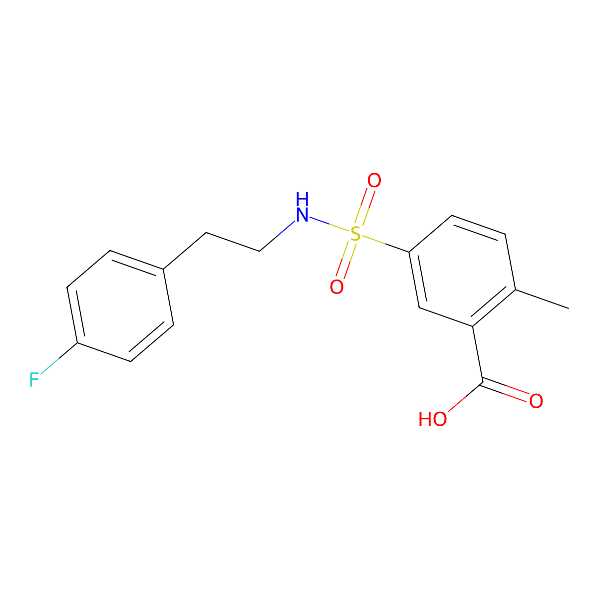 5-{[2-(4-Fluorophenyl)ethyl]sulfamoyl}-2-methylbenzoic acid molecular structure, CAS 794573-83-4