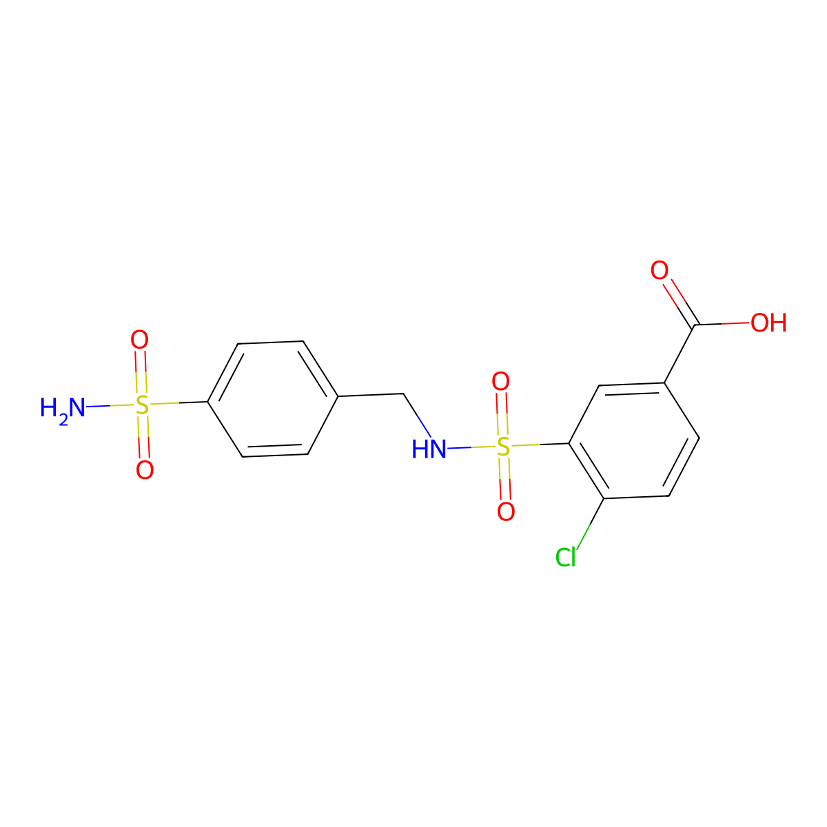 4-Chloro-3-{[(4-sulfamoylphenyl)methyl]sulfamoyl}benzoic acid molecular structure, CAS 794573-84-5