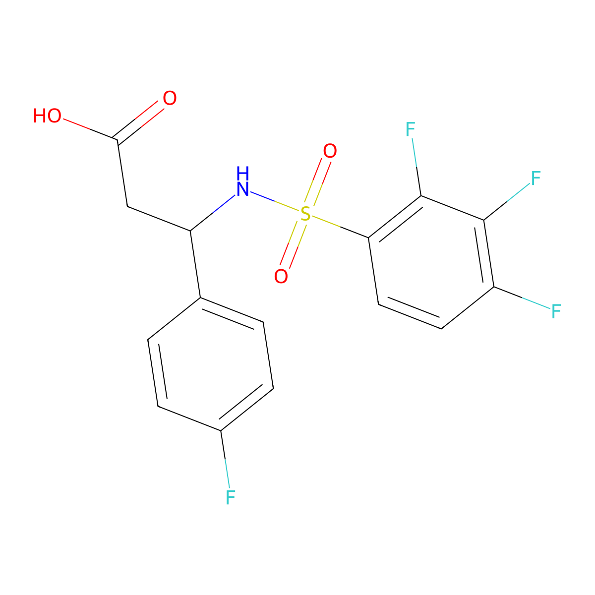 3-(4-Fluorophenyl)-3-(2,3,4-trifluorobenzenesulfonamido)propanoic acid molecular structure, CAS 794573-86-7