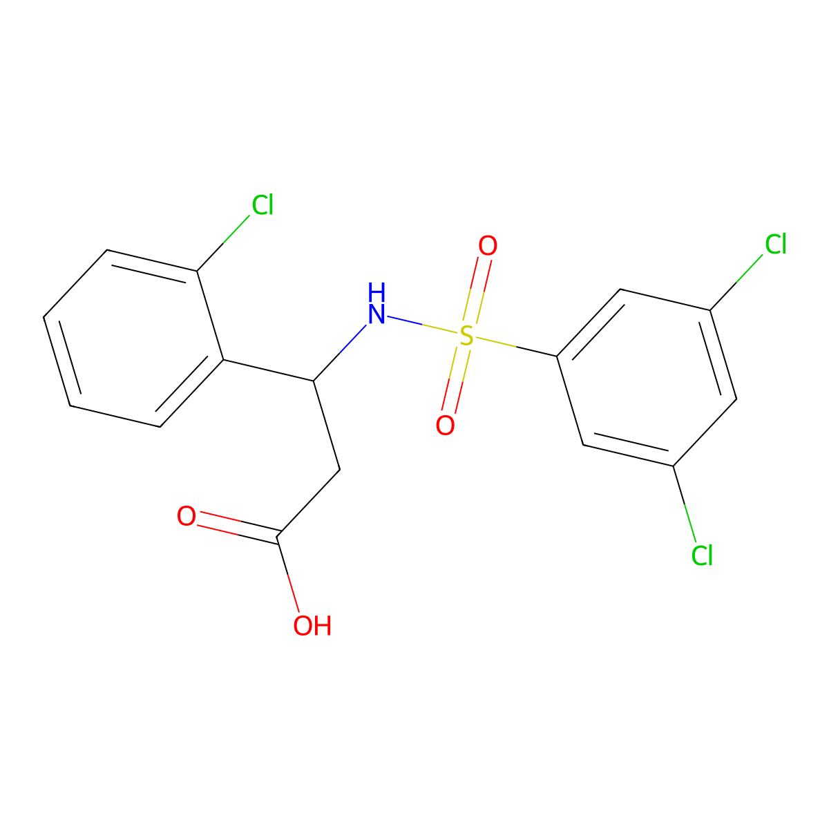 3-(2-Chlorophenyl)-3-(3,5-dichlorobenzenesulfonamido)propanoic acid molecular structure, CAS 794573-87-8
