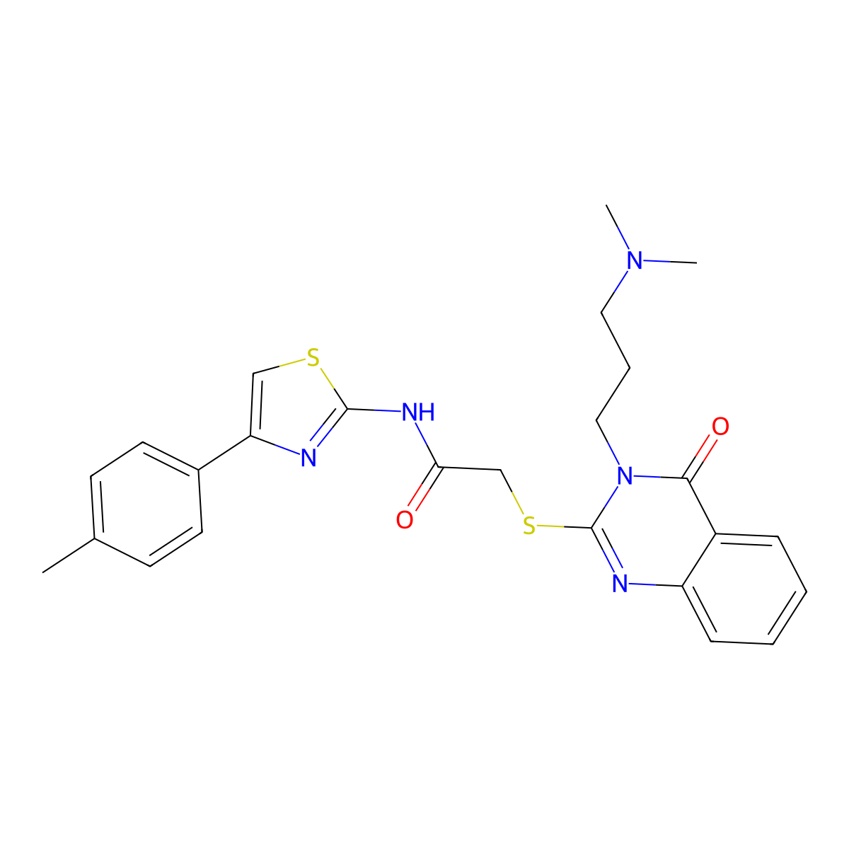 2-((3-(3-(Dimethylamino)propyl)-4-oxo-3,4-dihydroquinazolin-2-yl)thio)-N-(4-(p-tolyl)thiazol-2-yl)acetamide molecular structure, CAS 794573-93-6