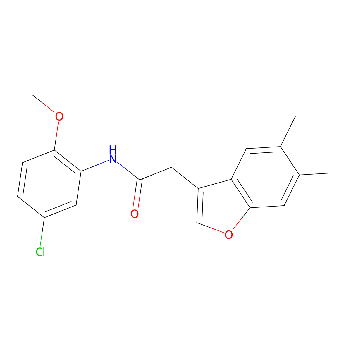 N-(5-chloro-2-methoxyphenyl)-2-(5,6-dimethyl-1-benzofuran-3-yl)acetamide molecular structure, CAS 794575-27-2