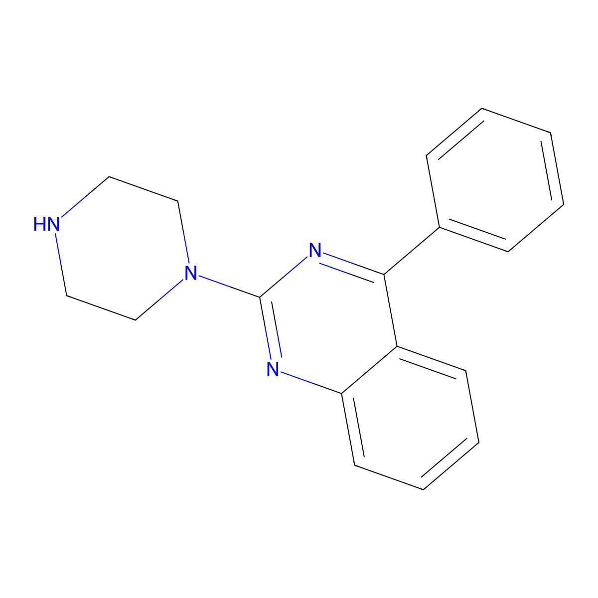 4-Phenyl-2-(piperazin-1-yl)quinazoline molecular structure, CAS 79458-26-7