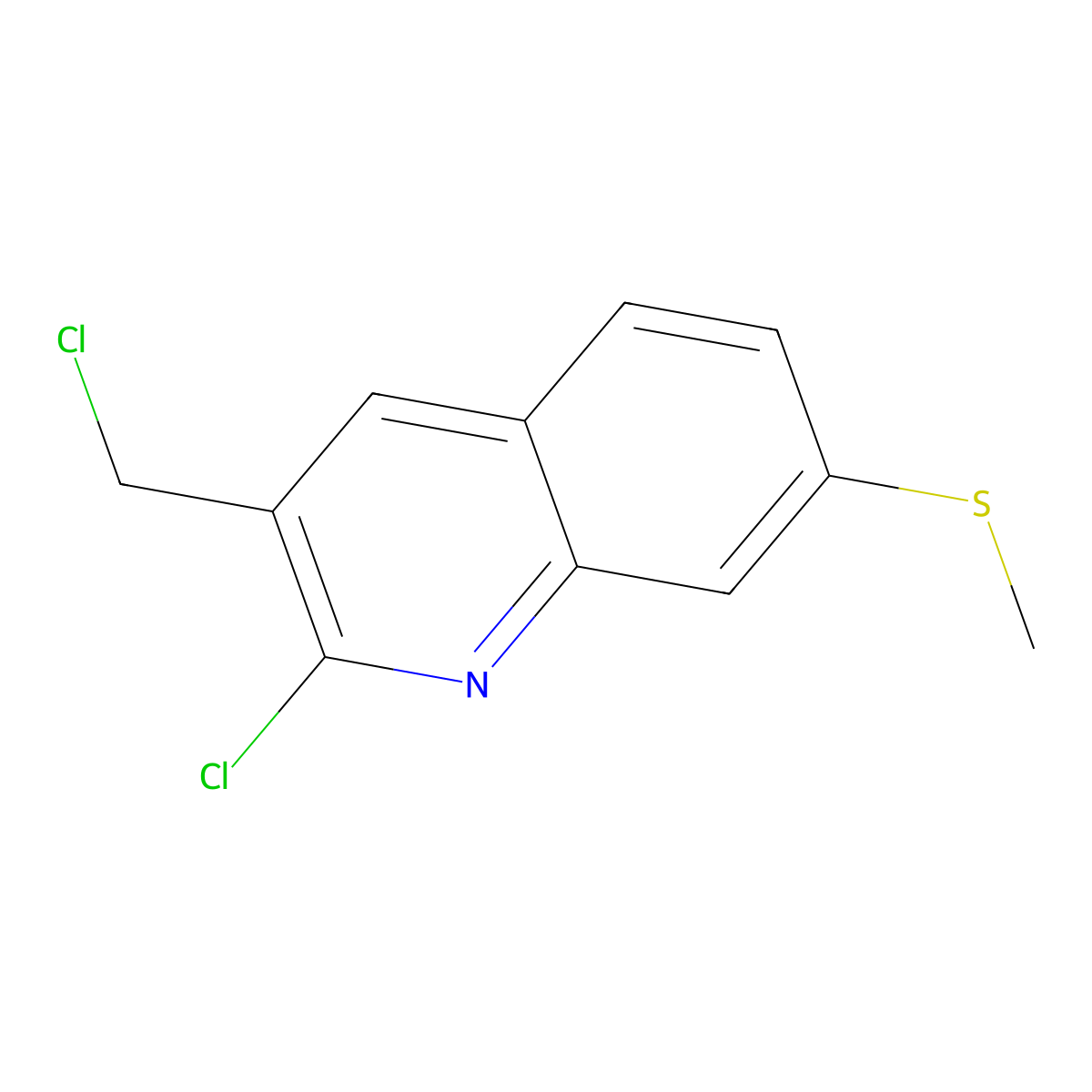 2-Chloro-3-(chloromethyl)-7-(methylsulfanyl)quinoline molecular structure, CAS 794582-34-6