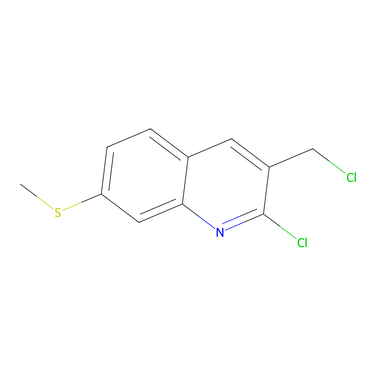 2-Chloro-3-(chloromethyl)-7-(methylsulfanyl)quinoline molecular structure, CAS 794582-34-6