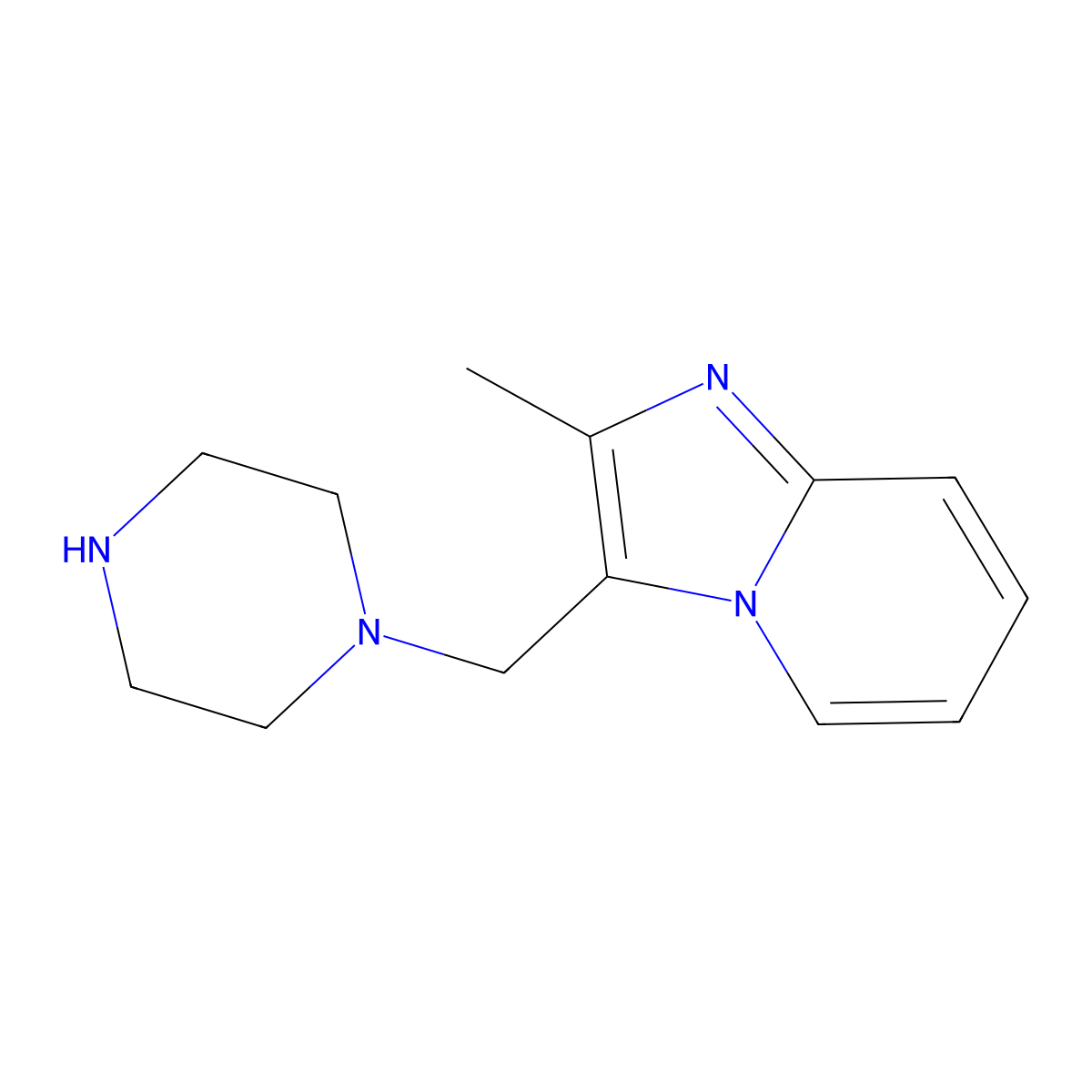 2-Methyl-3-(piperazin-1-ylmethyl)imidazo[1,2-a]pyridine molecular structure, CAS 794582-36-8