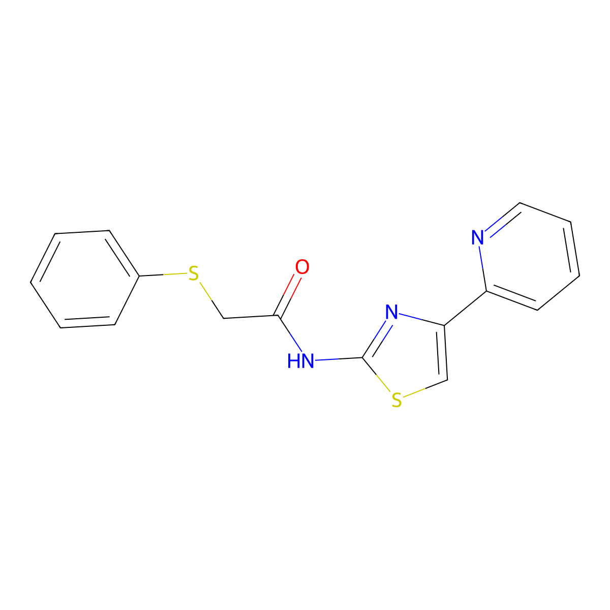 2-(phenylthio)-N-(4-(pyridin-2-yl)thiazol-2-yl)acetamide molecular structure, CAS 794582-71-1