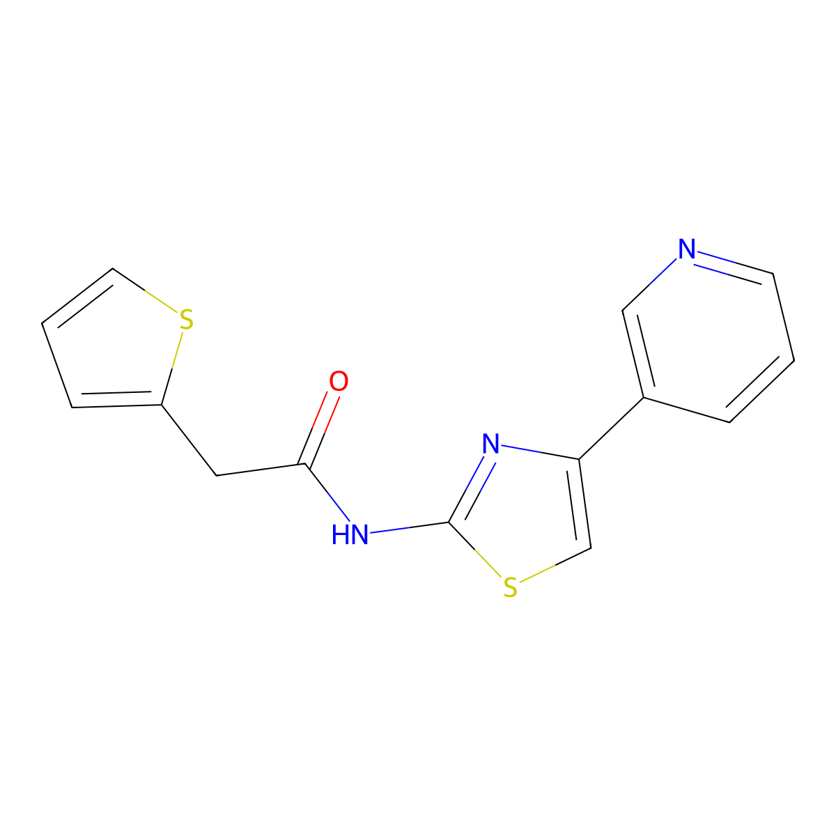 N-(4-(pyridin-3-yl)thiazol-2-yl)-2-(thiophen-2-yl)acetamide molecular structure, CAS 794582-72-2
