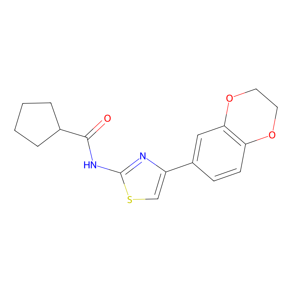 N-(4-(2,3-Dihydrobenzo[b][1,4]dioxin-6-yl)thiazol-2-yl)cyclopentanecarboxamide molecular structure, CAS 794583-45-2