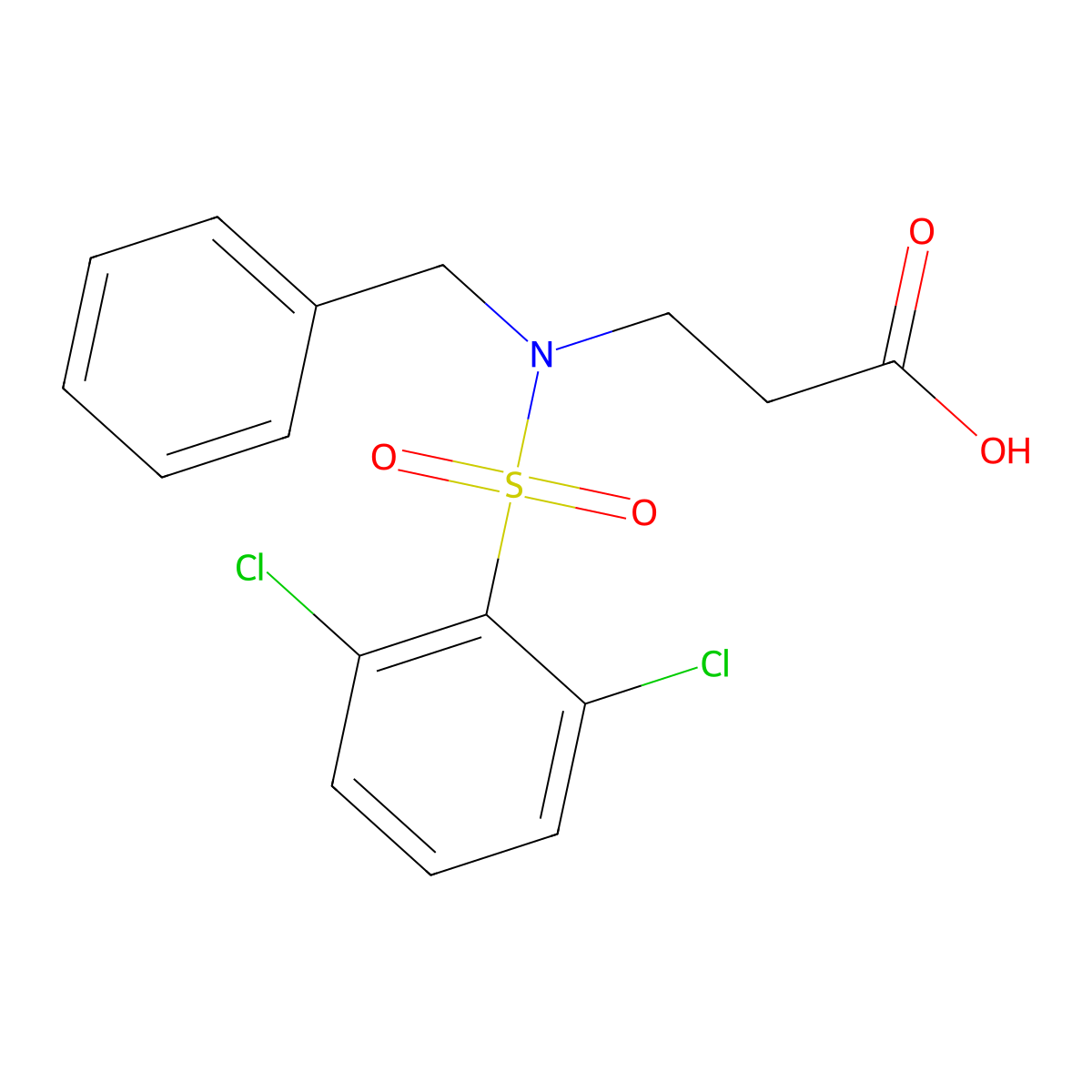 3-(N-benzyl2,6-dichlorobenzenesulfonamido)propanoic acid molecular structure, CAS 794584-37-5