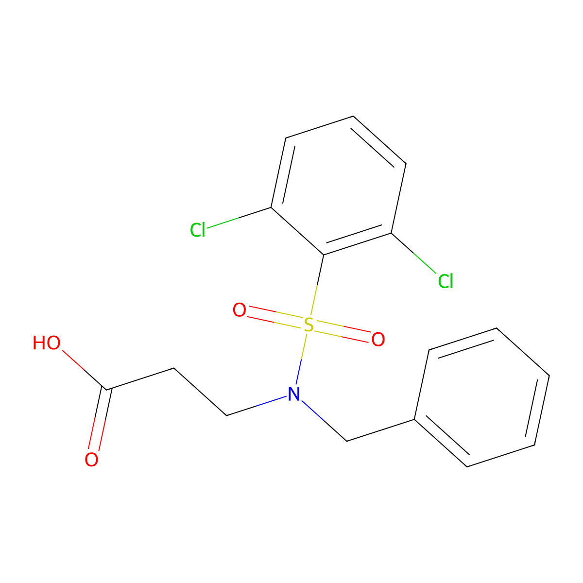 3-(N-benzyl2,6-dichlorobenzenesulfonamido)propanoic acid molecular structure, CAS 794584-37-5