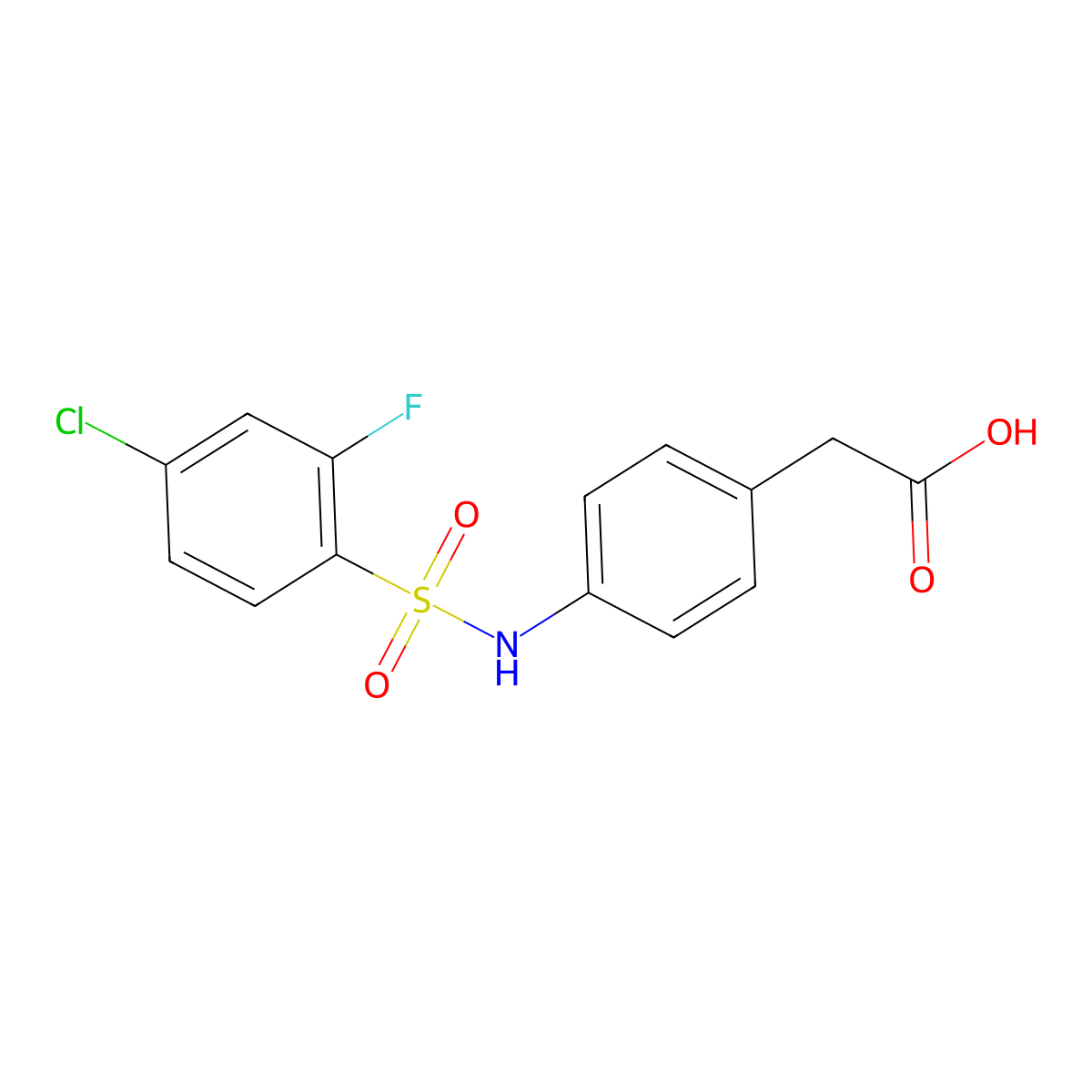 2-[4-(4-Chloro-2-fluorobenzenesulfonamido)phenyl]acetic acid molecular structure, CAS 794584-38-6