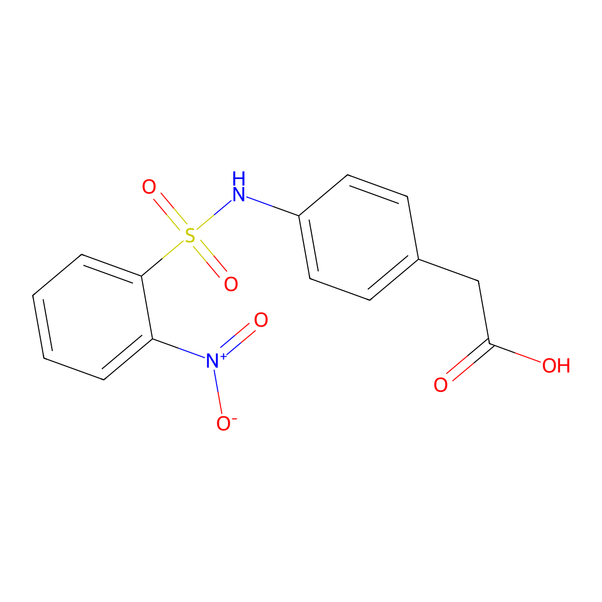 2-[4-(2-Nitrobenzenesulfonamido)phenyl]acetic acid molecular structure, CAS 794584-39-7