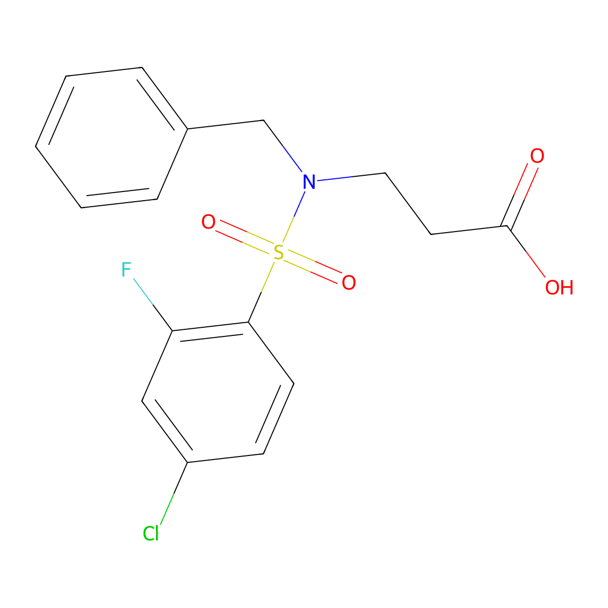 3-(N-benzyl4-chloro-2-fluorobenzenesulfonamido)propanoic acid molecular structure, CAS 794584-40-0