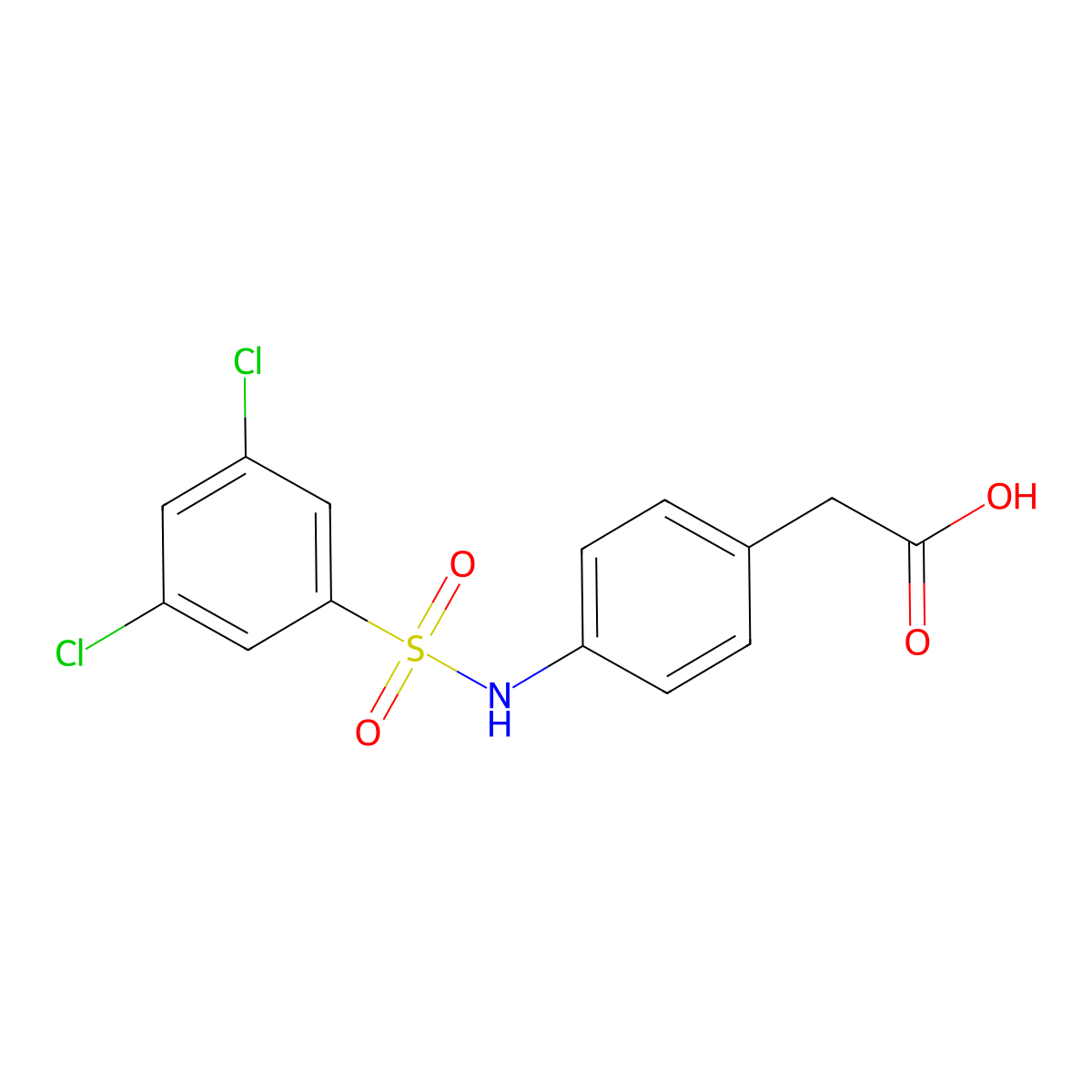 2-[4-(3,5-Dichlorobenzenesulfonamido)phenyl]acetic acid molecular structure, CAS 794584-43-3
