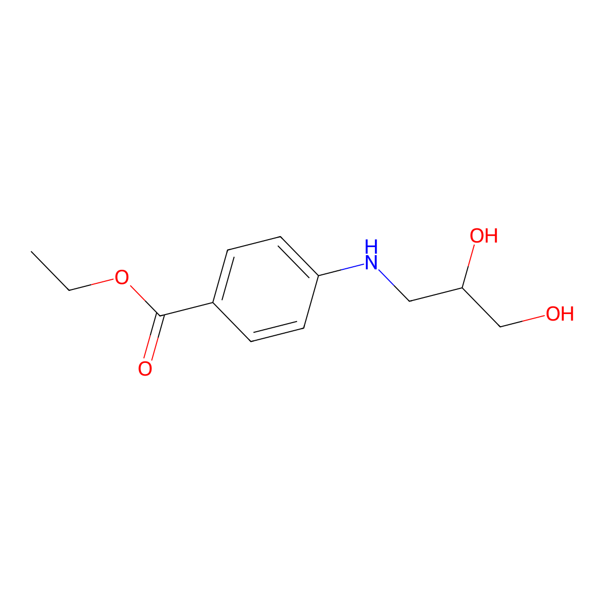 Ethyldihydroxypropyl aminobenzoate molecular structure, CAS 79461-57-7