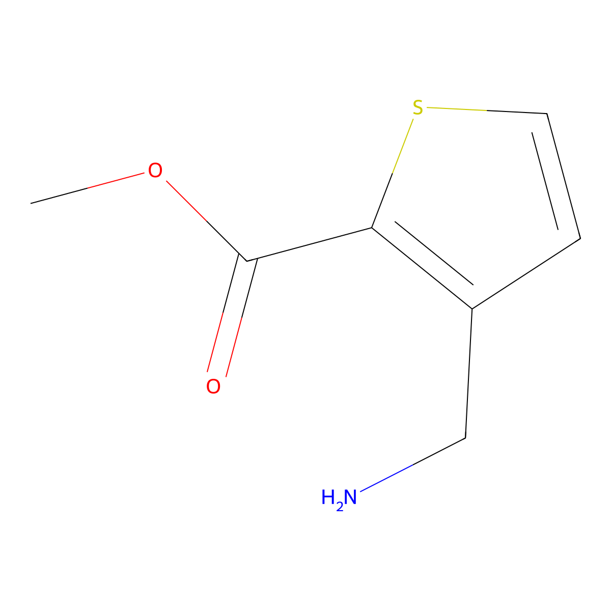 Methyl 3-(aminomethyl)thiophene-2-carboxylate molecular structure, CAS 79472-21-2