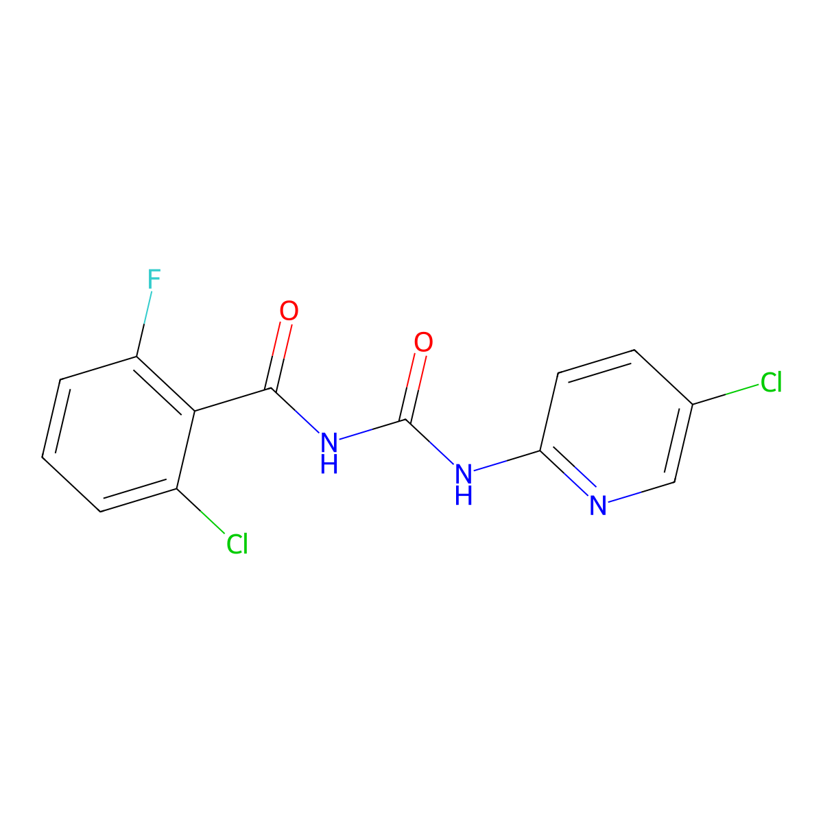 Benzamide, 2-chloro-N-(((5-chloro-2-pyridinyl)amino)carbonyl)-6-fluoro- molecular structure, CAS 79489-52-4