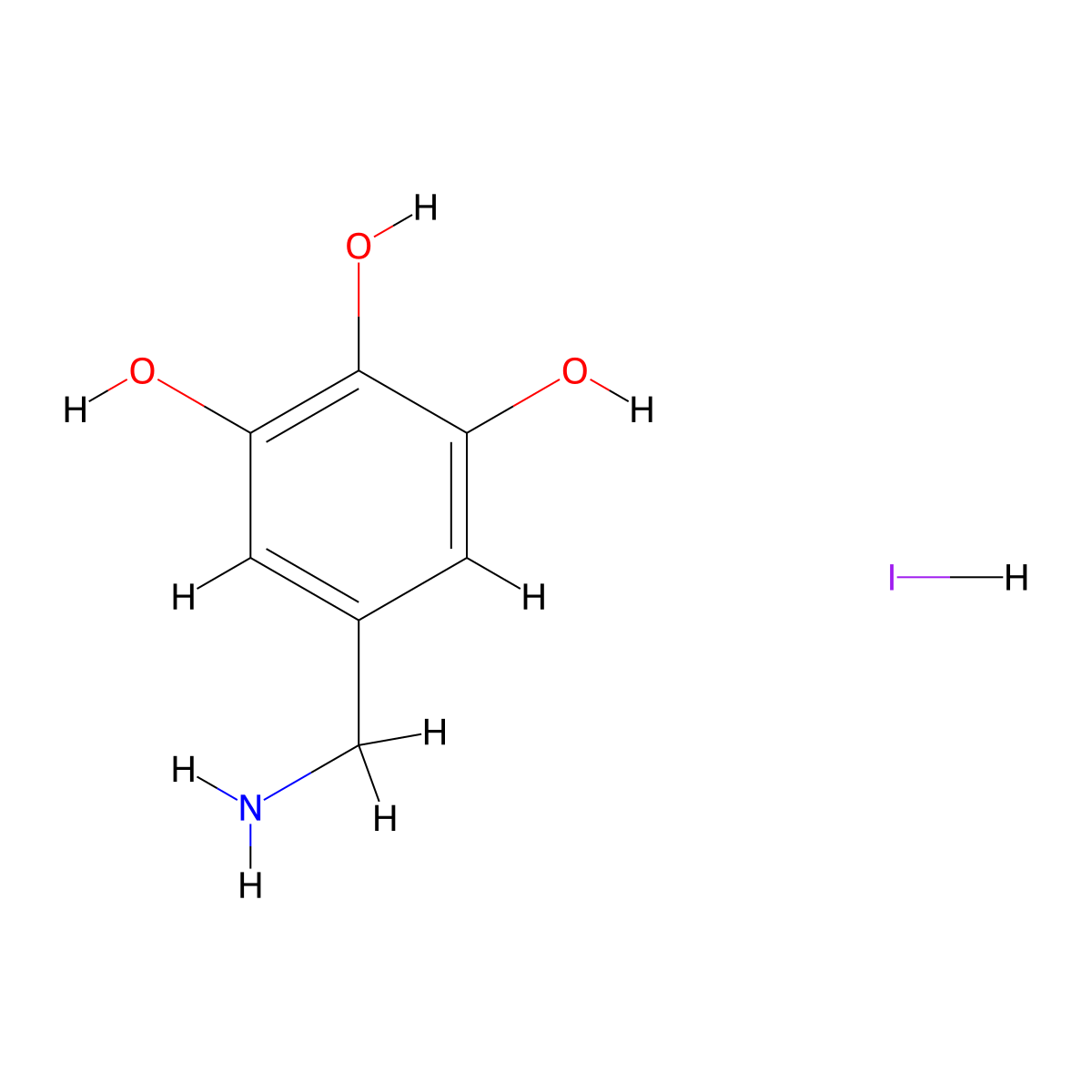 5-(Aminomethyl)benzene-1,2,3-triol hydroiodide molecular structure, CAS 79490-74-7