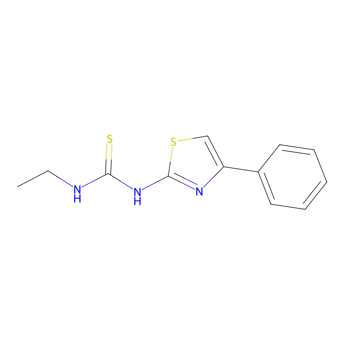 Thiourea, N-ethyl-N'-(4-phenyl-2-thiazolyl)- molecular structure, CAS 79490-86-1