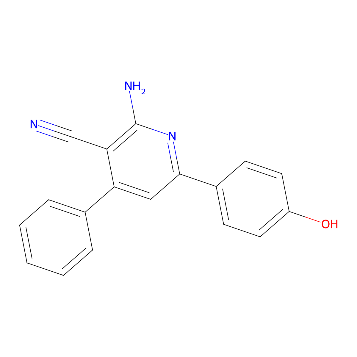 2-Amino-6-(4-hydroxyphenyl)-4-phenylpyridine-3-carbonitrile molecular structure, CAS 79492-49-2