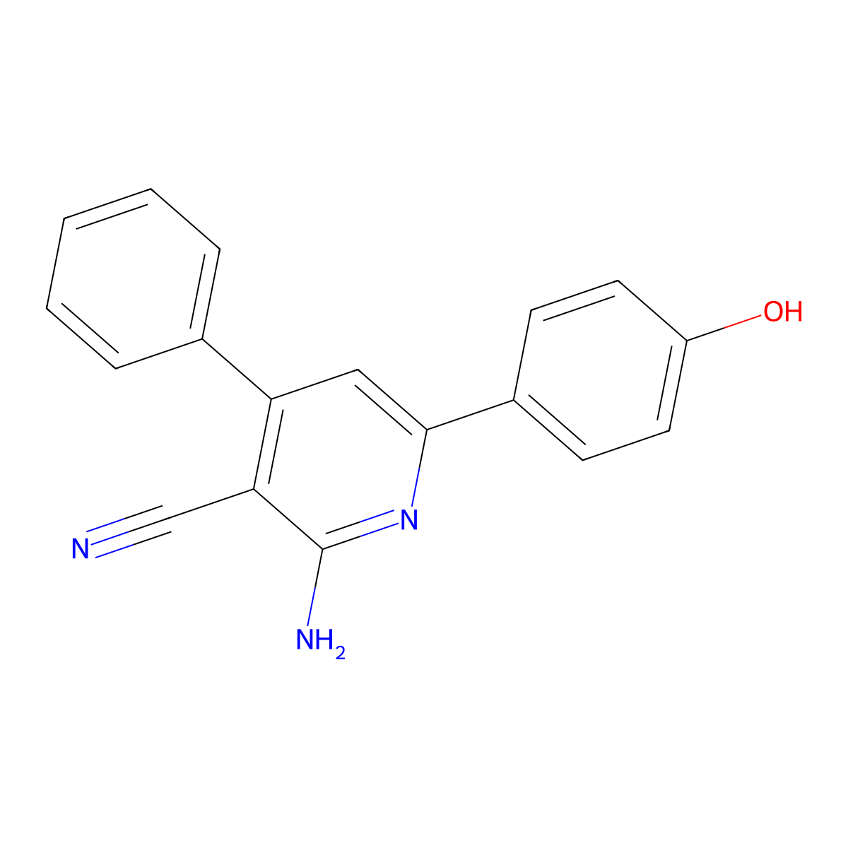 2-Amino-6-(4-hydroxyphenyl)-4-phenylpyridine-3-carbonitrile molecular structure, CAS 79492-49-2