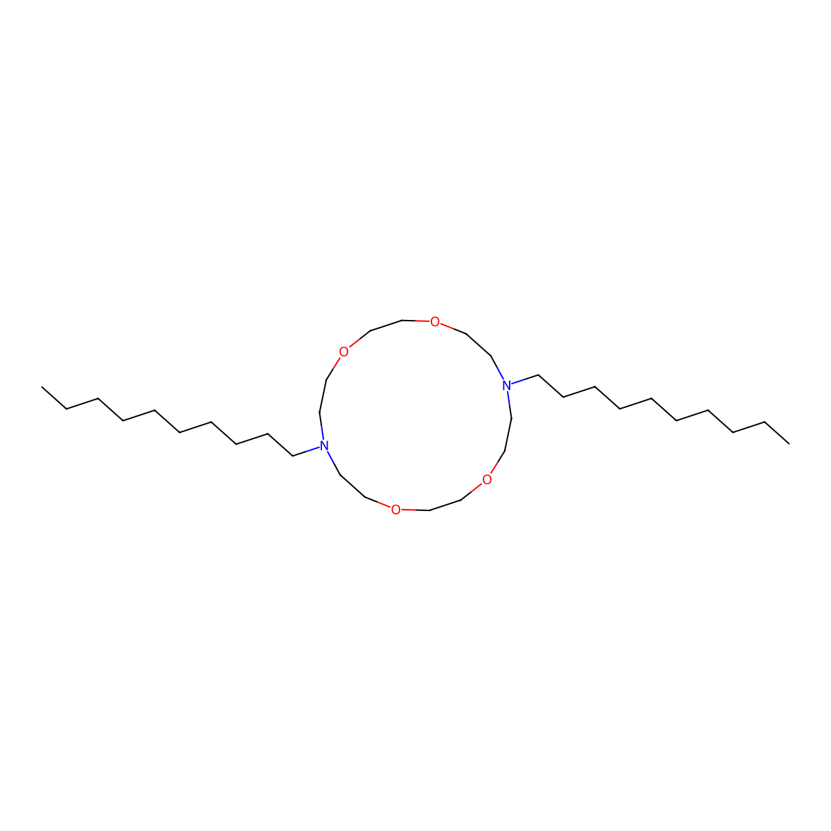 7,16-Didecyl-1,4,10,13-tetraoxa-7,16-diazacyclooctadecane molecular structure, CAS 79495-97-9