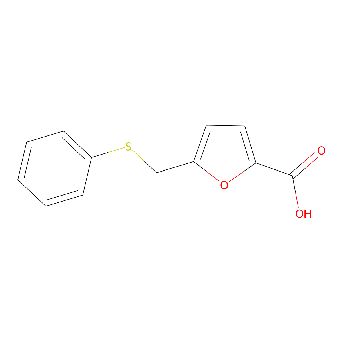 5-[(Phenylsulfanyl)methyl]furan-2-carboxylic acid molecular structure, CAS 79504-96-4