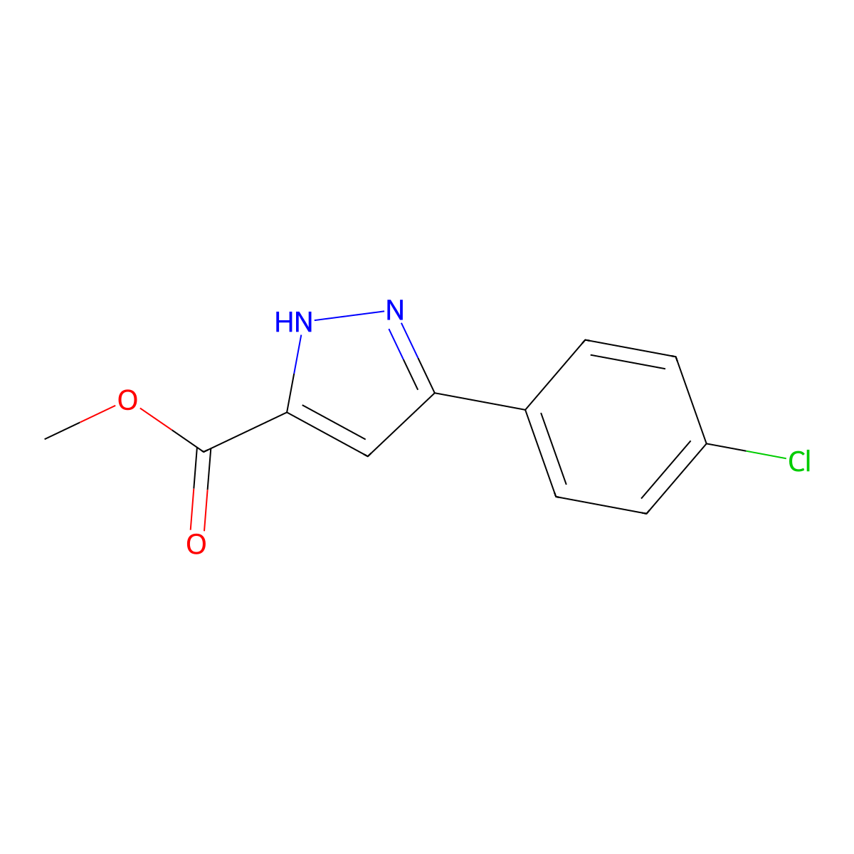 methyl 3-(4-chlorophenyl)-1H-pyrazole-5-carboxylate molecular structure, CAS 79508-09-1
