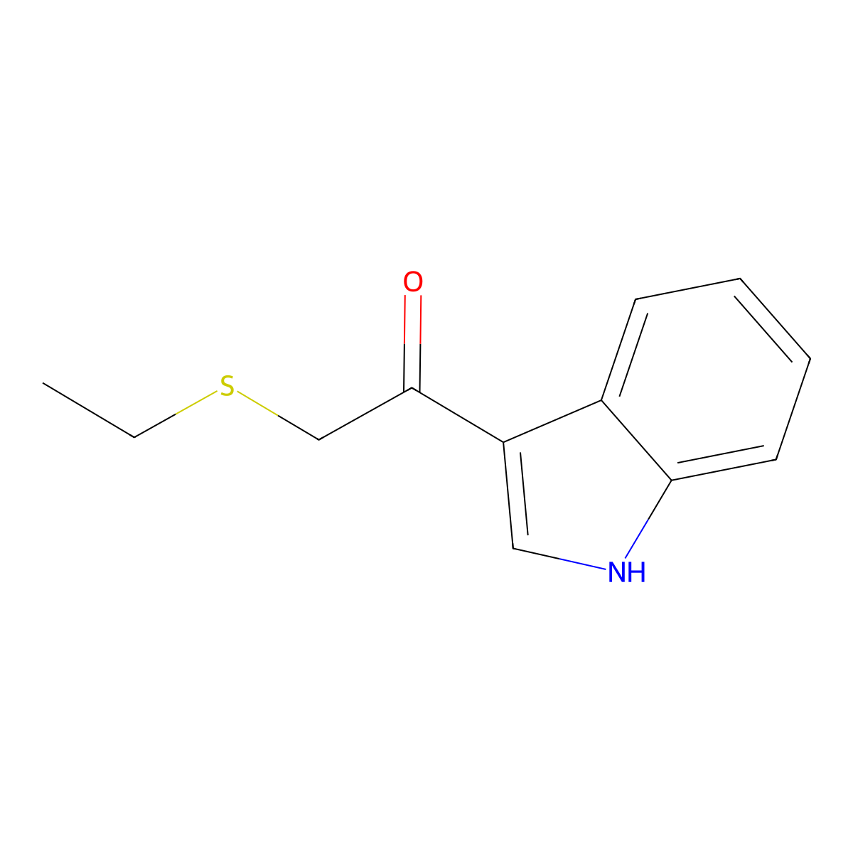 2-(ethylsulfanyl)-1-(1H-indol-3-yl)ethan-1-one molecular structure, CAS 79509-65-2