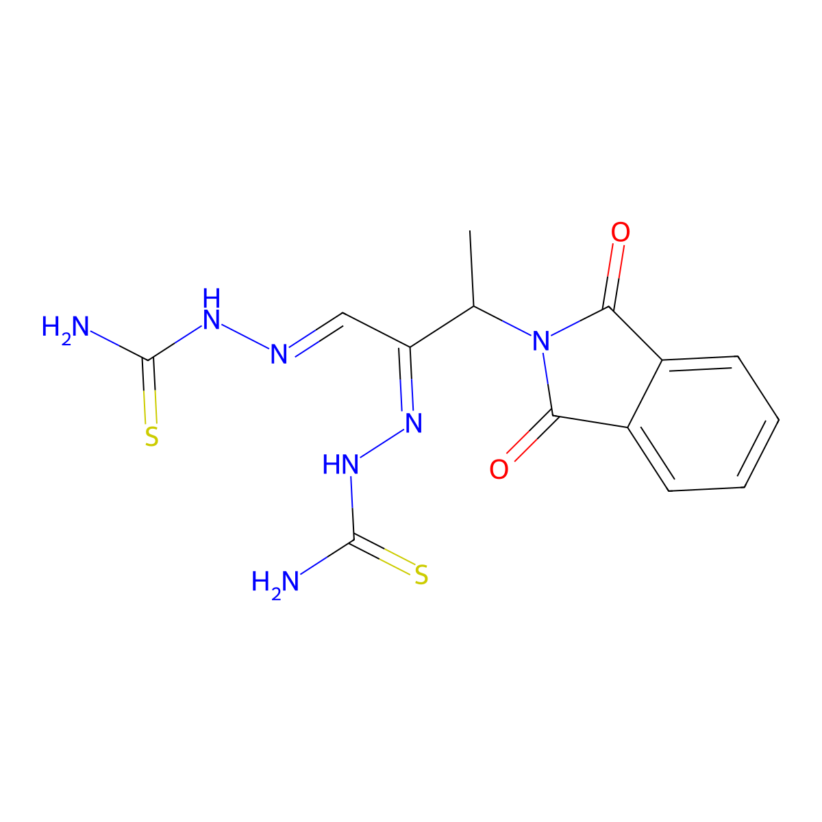 [(Z)-[(1E)-1-(carbamothioylhydrazinylidene)-3-(1,3-dioxoisoindol-2-yl)butan-2-ylidene]amino]thiourea molecular structure, CAS 79512-50-8