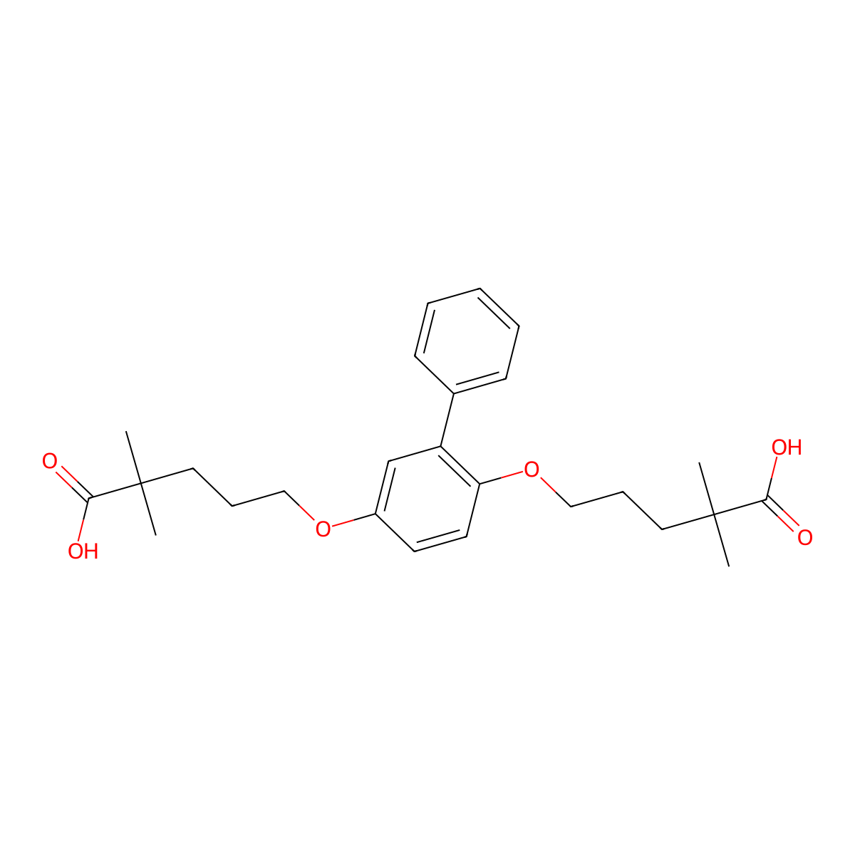 Pentanoic acid, 5,5'-((1,1'-biphenyl)-2,5-diylbis(oxy))bis(2,2-dimethyl- molecular structure, CAS 79520-77-7