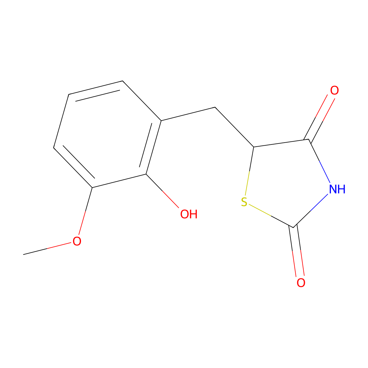 5-[(2-Hydroxy-3-methoxyphenyl)methyl]-1,3-thiazolidine-2,4-dione molecular structure, CAS 79525-08-9
