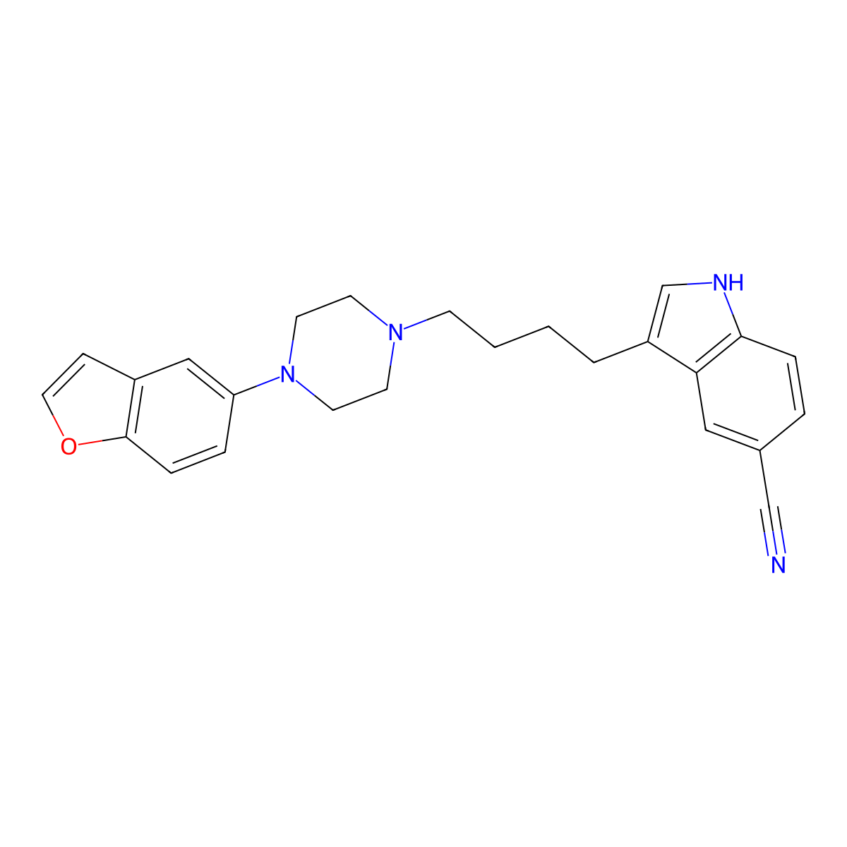 3-[4-(4-Benzofuran-5-yl-piperazin-1-yl)-butyl]-1H-indole-5-carbonitrile molecular structure, CAS 795266-89-6