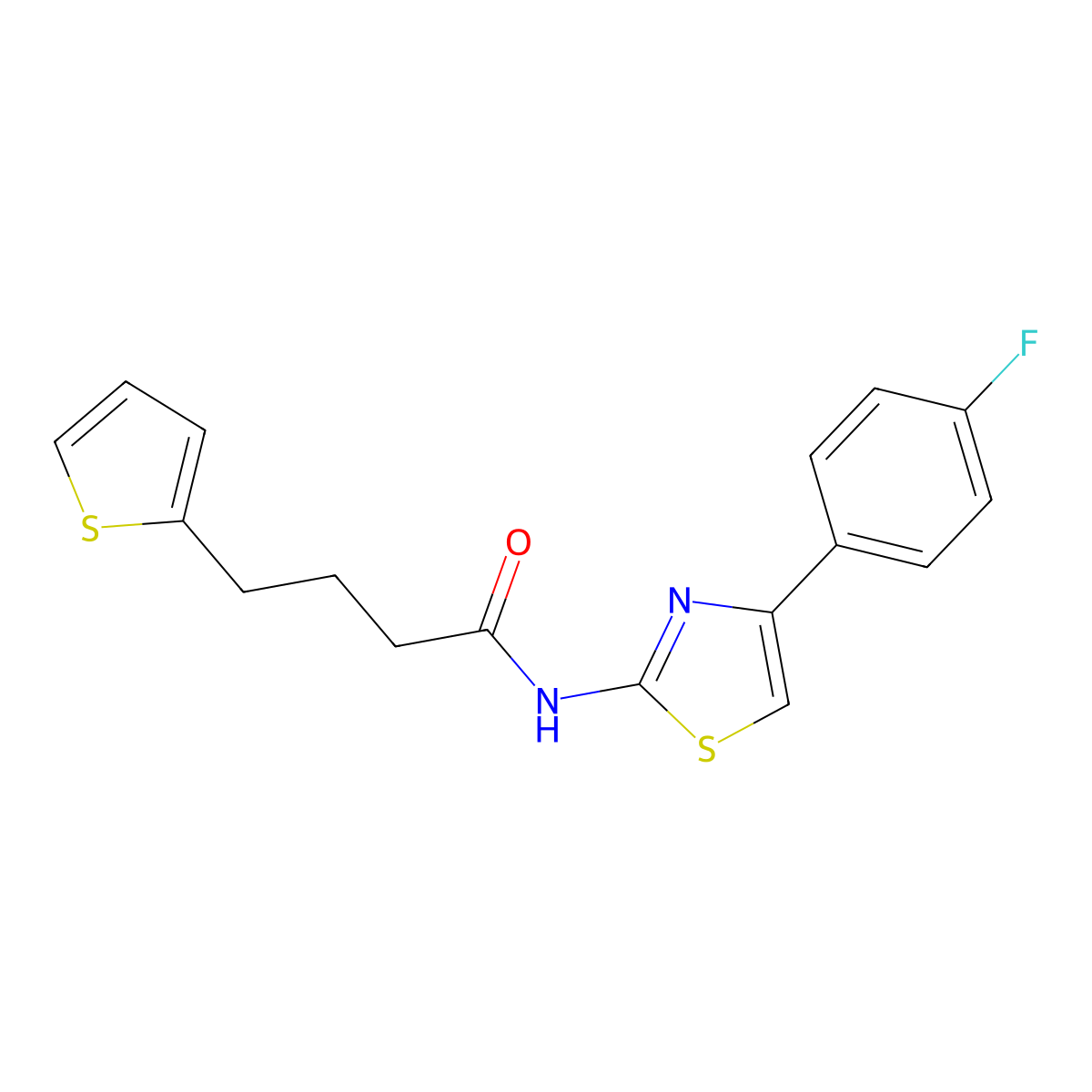 N-(4-(4-Fluorophenyl)thiazol-2-yl)-4-(thiophen-2-yl)butanamide molecular structure, CAS 795282-68-7